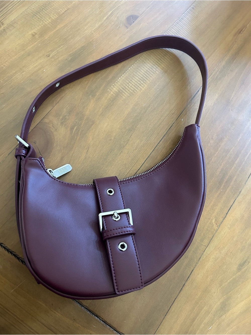 Women's Crescent Shoulder Bag in Deep Burgundy - Picture 11 of 11